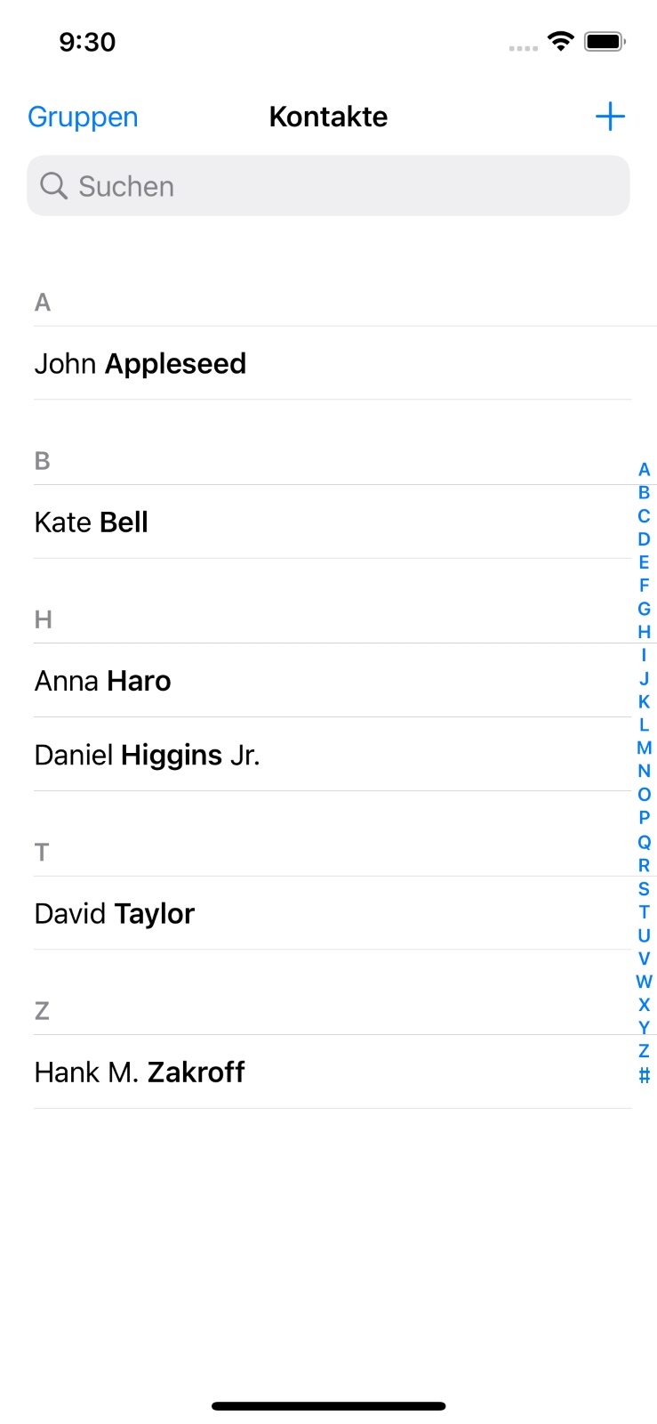 Die Kontakte-App unter iOS